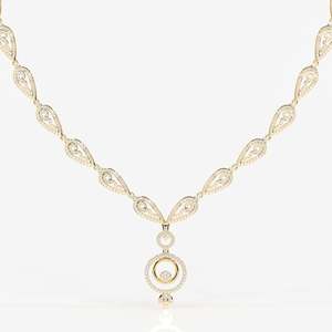 Aurelle Moissanite Diamond Studded 9k Gold <b>Necklace</b> for Weddings - Product Image 2