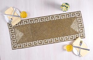 Christmas Decorative and Leaves Design Beaded <b>Runner</b> Placemat <b>Dining</b> <b>Table</b> Fancy Mat Handmade Decorative <b>Runners</b> for Wedding - Product Image 4