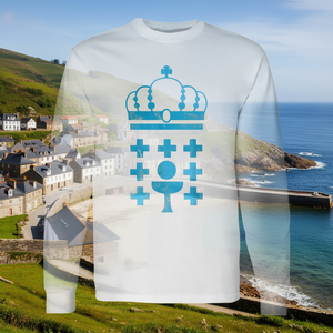 Camiseta de manga larga con escudo de armas de Galicia, diseño de la bandera de Galicia - Product Image 3