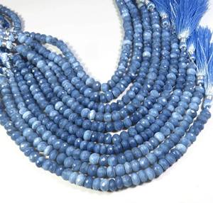 Cuentas de Ópalo Azul de Primera Calidad, Corte Briolette Facetado, 7mm, Forma Rondelle, Hilo de 8 Pulgadas, Gema para Joyería, Colgante y Collar - Product Image 1