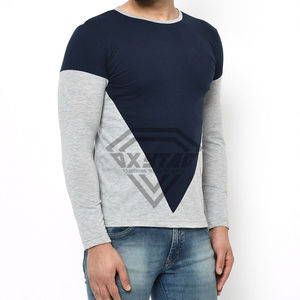 Haute qualité hommes manches longues t-shirt 100% coton à manches longues sonnerie chemise décontracté plaine col rond respirant hommes T-shirts - Product Image 2