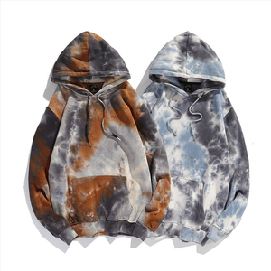 Sweat à Capuche Graphique Unisexe Léger 100% Coton Tie Dye Design Mode pour Automne Hiver Hommes Brodé - Product Image 1