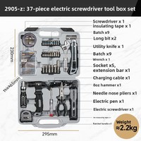 Ensemble d'outils ménagers et de tournevis électriques 37 pièces, kit d'entretien complet pour la maison, matériel essentiel