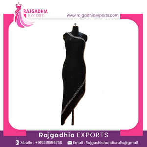 Rajgadhia exporte une épaule robe perlée sans manches couleur noire robe Maxi longueur pour les femmes - Product Image 2