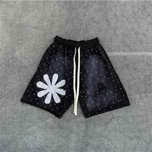 กางเกงขาสั้นสไตล์สตรีทแวร์สำหรับผู้ชายกางเกงขาสั้นผ้าเฟรนช์เทอร์รี่ฟอกสีซีด2025พิมพ์ลายปะติดหน้าจอตามสั่ง - Product Image 3