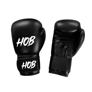 Guantes de Boxeo Negros de Alta Calidad con Logotipo Personalizado, Cuero Vacuno Genuino, Cierre de Gancho y Bucle Antideslizante, Guantes de Entrenamiento - Product Image 1