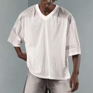 Camiseta de fútbol de malla Boxy Fit de diseño personalizado para gimnasio, camiseta de manga corta con estampado deportivo de gran tamaño para hombre, camiseta para hombre 2025 - Product Image 1