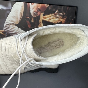 <span class=keywords><strong>Stivali</strong></span> di Lusso da <span class=keywords><strong>Uomo</strong></span> in Pelle di Coccodrillo 100% Himalayana, Stivaletti Artigianali con Suola Spessa Bianca - Product Image 3