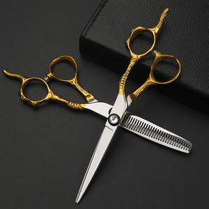 Ciseaux de coiffeur professionnels en acier inoxydable à poignée dorée de 6.0 pouces ciseaux à cheveux de haute qualité lame tranchante pour salon de coiffure - Product Image 2
