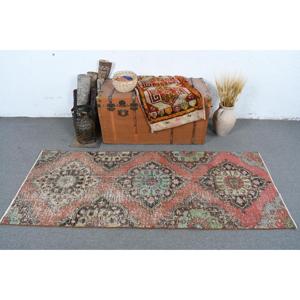 2.7x6.6 ft Vintage Turkish Rug, Accent Rug, <b>Red</b> <b>Wool</b> Rug - Product Image 2