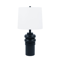 Lampu meja hitam, pencahayaan dalam ruangan kustom ruang tamu Hotel, lampu meja Modern dengan naungan kain putih