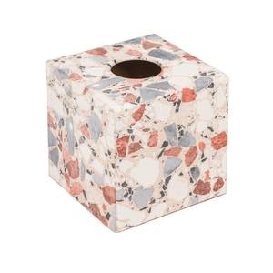 Prisma Designs Boîte à mouchoirs en terrazzo naturel artisanal de luxe, moderne, carrée, en pierre, distributeur de serviettes faciales, salle de bain à domicile - Product Image 1