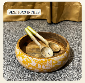 ชามสลัดไม้ทรงกลมที่ทนทานพร้อมพิมพ์ยูวีอุปกรณ์บนโต๊ะอาหารสำหรับตกแต่งและใช้งานได้จริง - Product Image 2