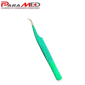 Pince à épiler professionnelle pour extension de cils Emballage et logo personnalisés Pointe en fibre d'acier inoxydable de revêtement de couleur incroyable - Product Image 3