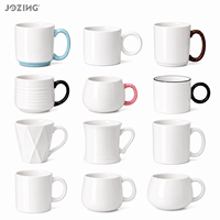 Collection de tasses en céramique blanche JOZING 12 oz – Tasses à café et à thé classiques, écologiques, compatibles lave-vaisselle et micro-ondes – Cadeaux d'affaires en stock