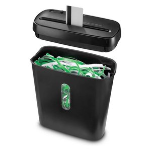 Déchiqueteuse de papier électrique à coupe transversale pour usage domestique et professionnel, déchiquette cartes et CD, capacité 8L, bande de 6 mm, noire - Product Image 3