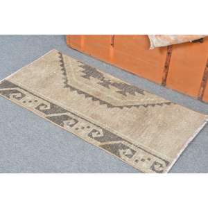 Tapis turc vintage, tapis de 1,6 x 3,2 pieds, petit tapis rayé marron - Product Image 3