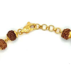Bracelet Rudraksha unisexe vintage traditionnel plaqué or 14 carats - Product Image 3