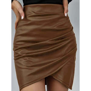 Jane's Women's High-Waisted Side-Zip <b>Pleated</b> <b>Mini</b> Leather <b>Skirt</b> 30562 - Product Image 1