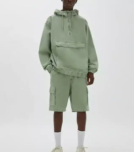 baggy pants sweatsuits Streetwear Boxy Fit Washed Hoodie Unisex Heavy <b>Weight</b> <b>Stand</b> Collar Pullover Half Zip Sweatshirt 2026 - Product Image 3
