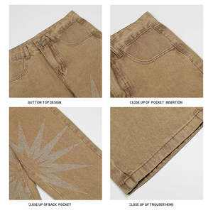 Wholesale Straight Blank Loose Plus Size Fit Light Gray Pants Custom Denim Baggy <b>Jeans</b> for Men - Product Image 4