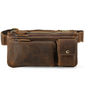 Vintage Genuine Leather Waist Bag Men's Chest Pack Large Capacity Zipper Closure Daily Use All Seasons Stylish Fanny Pack - Product Image 1