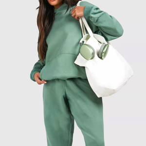 Conjunto Deportivo de Invierno para Mujer, Talla Grande, con Capucha, Informal, Holgado, con Logotipo, Grueso, de Dos Piezas, para Entrenamiento y Jogging - Product Image 3