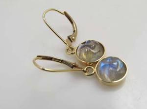 Boucles d'oreilles pendantes uniques faites à la main en améthyste, forme ronde de 10 mm, serties clos, ensemble de bijoux vintage, cadeau d'anniversaire pour elle - Product Image 2