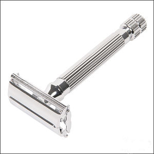 Maquinilla de afeitar recta de peluquero de acero inoxidable sólido con logotipo personalizado con hoja expuesta - Product Image 3