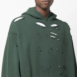 Pull à capuche vieilli pour hommes, style unique, 100% coton OEM, fait à la main par le fabricant, longueur régulière, nouvel arrivage - Product Image 6
