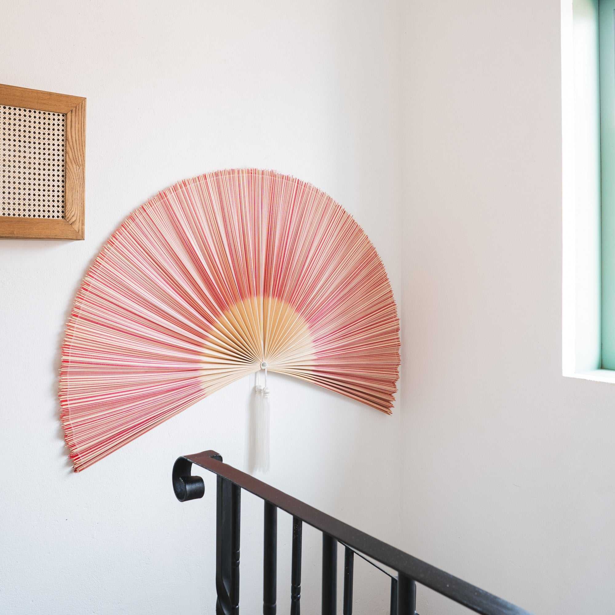 Japanese Wall Fan Decor - Boho Bamboo Art for Living Room, image size:2000x2000