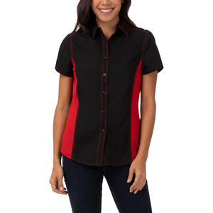 Camisas de trabajo de manga corta para mujer personalizadas, blusas de uniforme con logotipo bordado, ropa de oficina corporativa, proveedor de camisas de negocios - Product Image 1