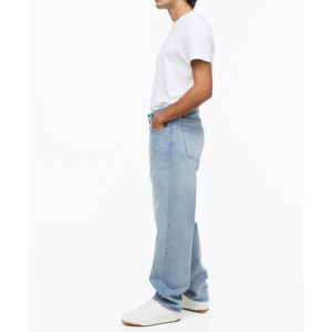 Veste en cuir rigide en denim 100% coton, coupe ample, fermeture éclair, bouton, taille mi-haute, lavage bleu clair, hiver - Product Image 4