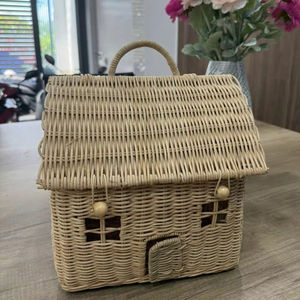 Cesta de almacenamiento de ratán tejida a mano con asa y cierres para interior, hogar, Hotel, regalos artesanales decorativos - Product Image 1