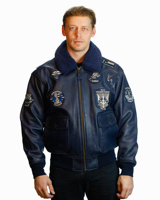 2025 veste d'hiver de meilleur style pour hommes Top Gun Parka avec col montant et logo avant en cuir de mouton naturel toile OEM