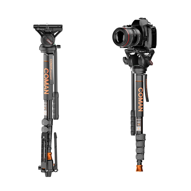 COMAN DK327AQ5S 181cm Telescopic Portable Aluminum Professional Camera Travel Monopod With Feet
