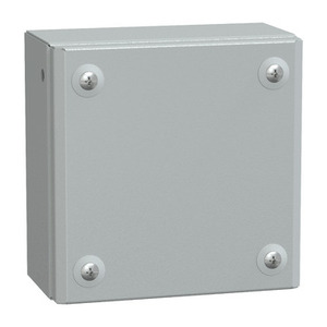 Pour SCHNEIDER ELECTRIC NSYSBM15158 Boîtier métallique industriel avec porte plate H150xW150xD80 IP66 IK10 RAL 7035 - Product Image 1