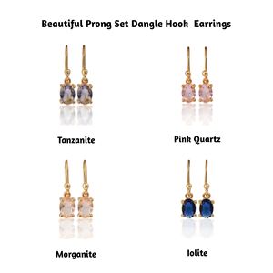 Joyería de tanzanita chapada en oro, pendiente pequeño y colgante, Juego de puntas, pendientes de alambre de oreja, joyería, juego de piedras preciosas de 4X6mm, pendiente de regalo - Product Image 2