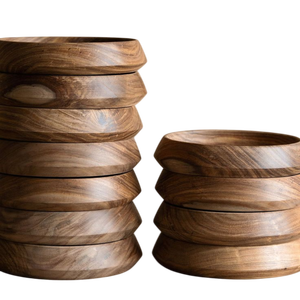 Ensemble de 4 bols de service ronds en bois faits à la main sans BPA écologiques comprenant fourchette et cuillère pour salade articles de fête en gros - Product Image 2