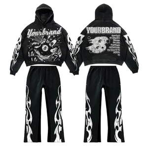 Trajes Deportivos Personalizados con Lavado Ácido, NUEVOS, 100% Algodón, Felpa Francesa, Talla Grande, Ligeros, Resistentes al Viento, Transpirables, para Hombre, Corte Holgado - Product Image 1