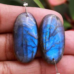 Piedras Preciosas de Labradorita Natural, Cambio de Color Azul, Cortes Ovalados/Marquesa/Pera, para Fabricación de Joyería, Aretes, Pares - Product Image 5