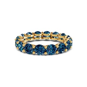 Anillo de Eternidad Redondo Azul Real, Diamante Cultivado en Laboratorio de 1.00 Ct Tw, Oro Sólido de 14K, Color Azul Real, Claridad VS, Tono Azul Profundo - Product Image 1