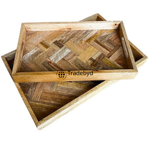 Tradebyd Plateau en bois de luxe Plateau de service de qualité supérieure pour thé café petit déjeuner salle à manger hôtel et maison - Product Image 2