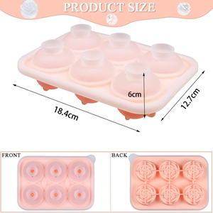 Bac à glaçons en silicone alimentaire à 6 cavités en forme de rose avec système anti-fuite et design sans entonnoir pour les glaçons de whisky - Forme de rose unique - Product Image 2