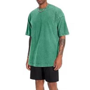 เสื้อยืดโอเวอร์ไซส์แบบฟอกสี 100% ผ้าฝ้าย วินเทจ ลุคสตรีทแวร์ คอกลม แขนสั้น สำหรับผู้ชาย เสื้อฟอกสี - Product Image 6