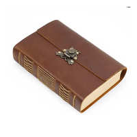 Carnet de croquis en cuir marron gaufré floral vintage fait main avec serrure antique – Article promotionnel haut de gamme