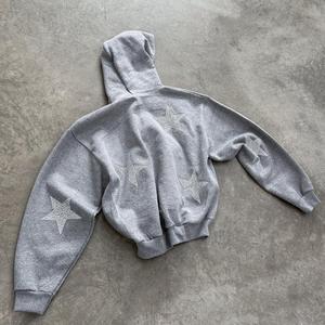 100% Cotton Street Hip Hop Style <b>Men</b> Loose Zipper up Tracksuit For <b>Men</b> Wholesale Price Spring Autumn Casual Hoodie & Pants Set - Product Image 4