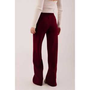 Pantalones de punto de cintura alta y pierna ancha al por mayor, color burdeos, transpirables - Product Image 1