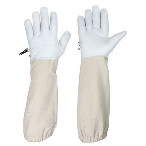 Guantes de apicultura de cuero de piel de cabra blanca de Venta caliente, lona de manga larga, protección, precio barato, OEM/ODM disponible - Product Image 1