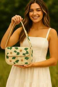 Bolso Magnolia con cuentas, monedero con cuentas florales, bolso de flores blancas, bolso de hombro de primavera, monederos con cuentas de verano, bolso floral hecho a mano - Product Image 2